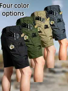 Men's solid-color Plain work shorts, Outdoor Workout Activewear Shorts featuring a durable, multi-pocket design, casual, comfortable, breathable, ideal for everyday wear, outdoor activities, fitness, and other outdoor pursuits