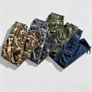 Retro camouflage multi pocket work pants, outdoor anti fouling versatile and wear-resistant tactical pants, extreme climbing training pants