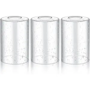 3 Pcs Clear Bubble Seeded Glass Shade Replacements for Pendant Light Fixtures Glass Lamp Shade Cover, 1-5/8 Inch Fitter E26 Base, 4"w x 6"h, Replacement Lamp Globe for Chandelier Wall Sconce