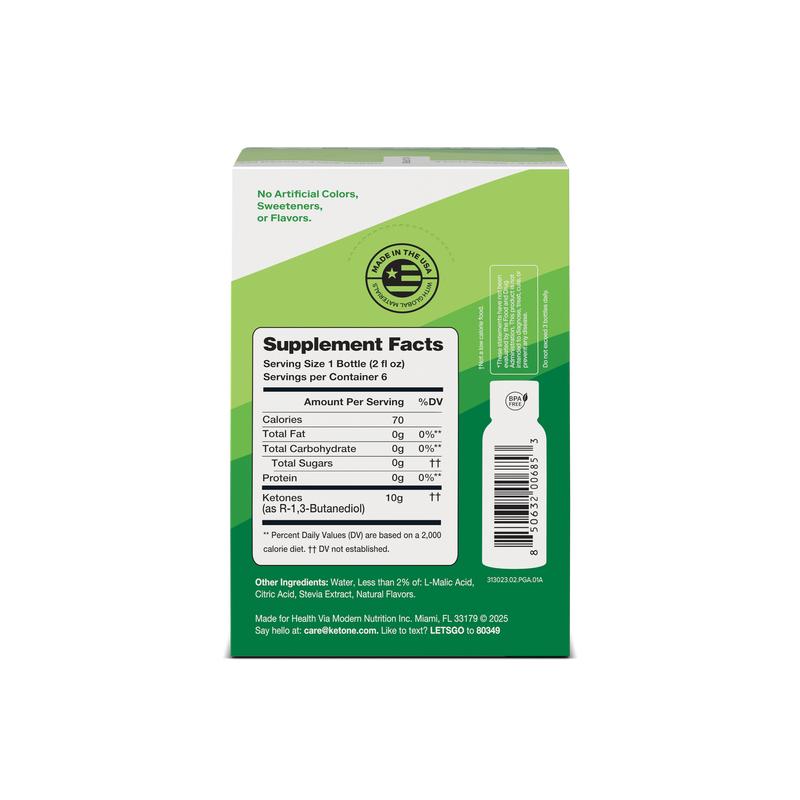 Ketone-IQ No Caffeine Energy Shot | Green Apple Sport Drink