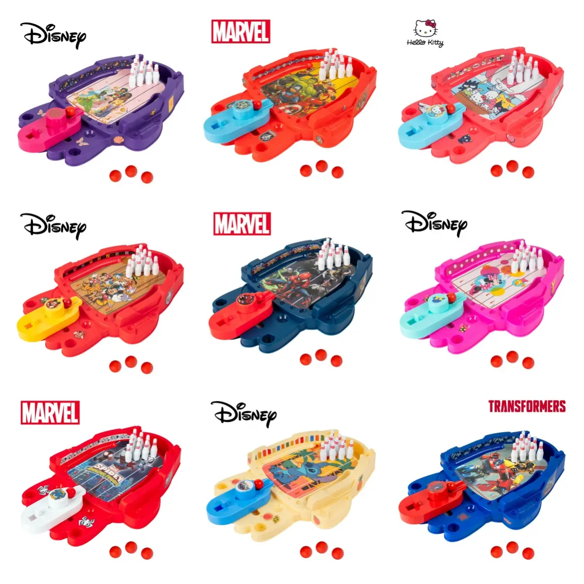 Mini Tabletop Bowling Game for Kids – Portable Bowling Set with Ball Launcher, Pins & Lane, Assorted Character Designs Including Hello Kitty, Spider-Man, Disney & Transformers, Ages 3+