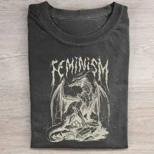 Vintage Feminism Dragon Graphic Tee - Dragon Ladies - Movie Shirt - Book Lover - Fantasy Novel - Feminism Girl - Fantasy Dragon Streetwear Casual Top Womenswear