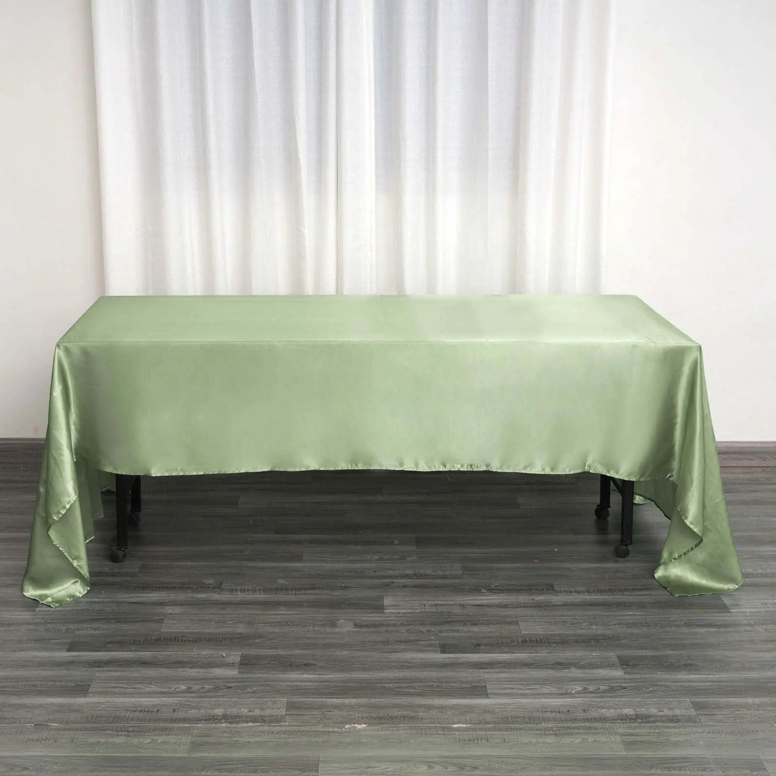 Satin Rectangular Tablecloth 60"x126" Sage Green - Wrinkle-Resistant, Durable Outdoor Table Cover for Birthday, Wedding, Graduation, Gender Reveal, Hotels