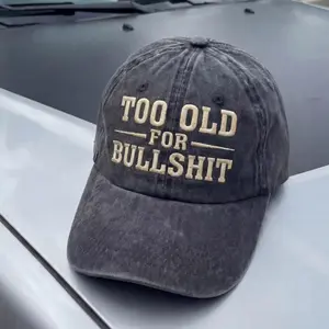 Too Old For Bullshit Embroidered Dad Hat, Vintage Washed Baseball Cap, Funny Sarcastic Quote Hat For Gen X Boomer, Unisex Casual Streetwear Gift