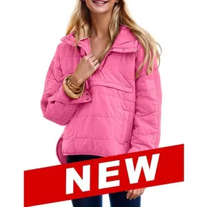 Women’s Oversized Hooded Puffer Jacket – Lightweight Quilted Winter Warm Pullover Padded Hoodie Coat (Womenswear Style)