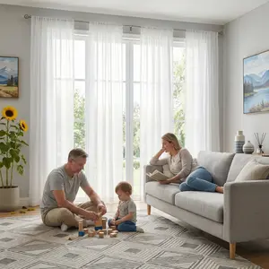 Window Wear 4 Panels 34X84Inch Fancy Faux Linen 540D Curtains Sheer Window Treatment Panels Premium Material Easy Installation Versatile Decor L21