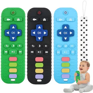 Pack Baby Teether Toy Chew Toy for Babies 0-12 Months 6-36 Months TV Remote Control Shape Teething Relief Baby Toys for Infants Learning Developmental Soothe Babies Gums Gifts Set