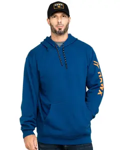 Hawx Men's Logo Sleeve Performance Fleece Hooded Work Sweatshirt - Hf18f2-Blu