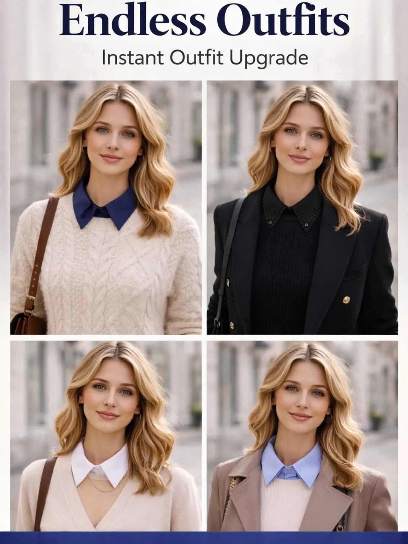Multifunctional Professional Style Shirt, Tailored Fit, Fake Collar, Square Collar, Pointed Collar, Suitable for Formal Clothing, Non-Obese Body Types, Multifunctional Collars, Bow Tie Design, Bow Tie Front