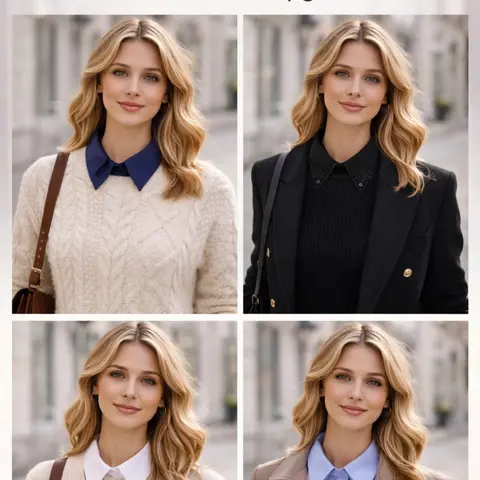 Multifunctional Professional Style Shirt, Fake Collar, Square Collar, Pointed Collar, Suitable for Formal Clothing, Non-Obese Body Types