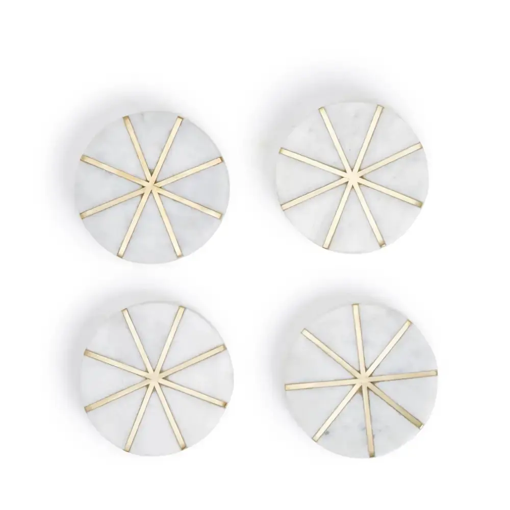 S/4 White Marble Coasters