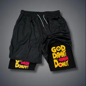 [Viral] 80s 90s Double-Layer Sports Shorts Graphic Shorts Black Camo Streetwear Shorts Men Outfits Men Vacation Outfits Shorts