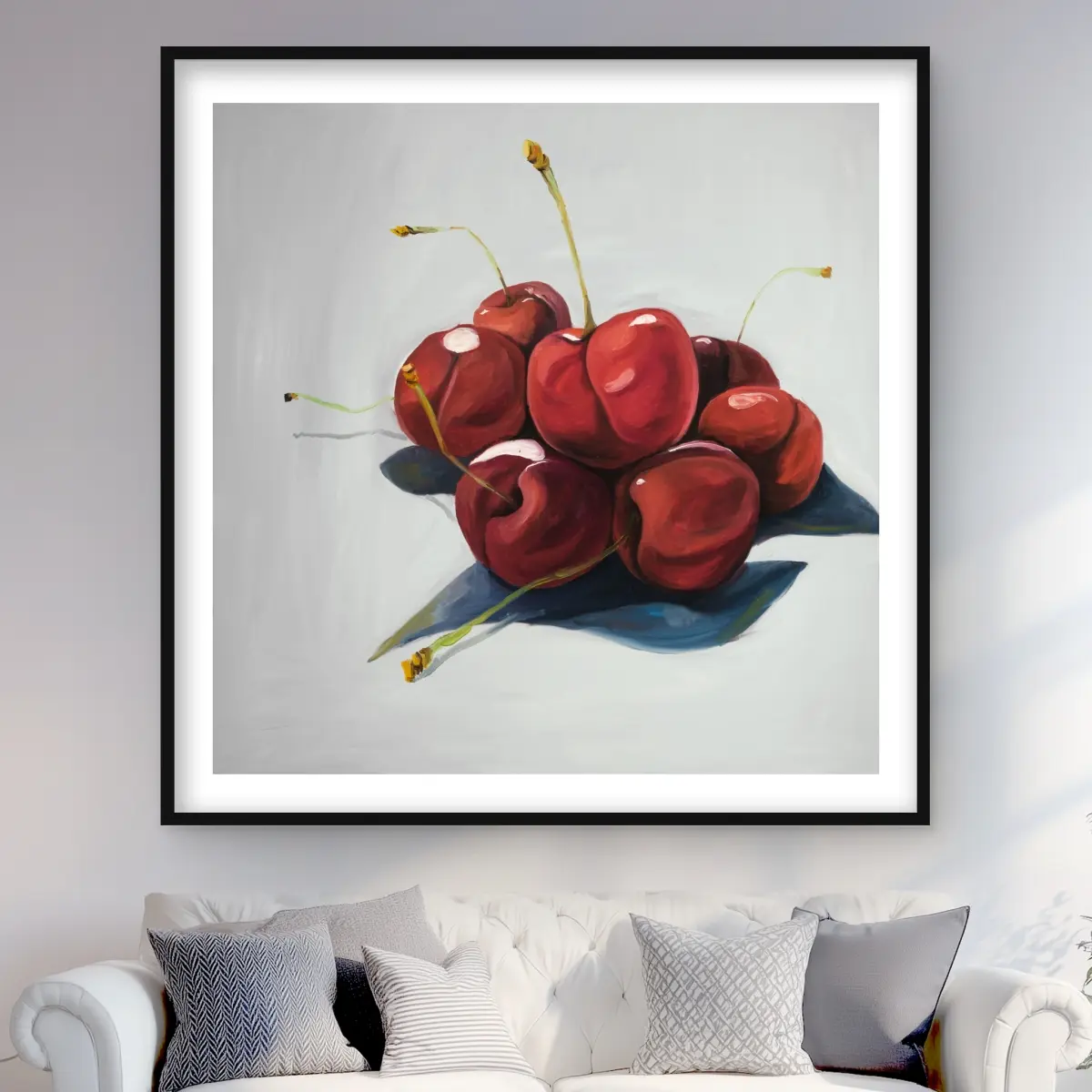212 MAIN Framed Cherry Wood Wall Art - 48x48in Colorful Fruit Photo Print, Kitchen Room Decor, Cooking Enthusiasts Wedding Gift, 26 lbs.