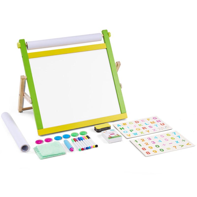 SucceBuy Children Magnetic Drawing Board 3-in-1 Double-Sided Wooden Kids Art Easel with Painting Accessories for Boys Girls Toys