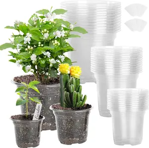 Small Plastic   Pot/Pots (36 Packs 5/4/3.5 Inch  Pot and 40  Labels) Seedlings Flower  Container (Transparent) Seed Starting Pots Indoor Outdoor