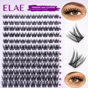 ELAE 140pcs Professional DIY D Curl Fluffy Wispy Voluminous Individual Lash Clusters, Mixed Length Segmented False Eyelash Extensions Pack