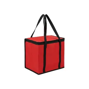 Insulated Bags – Large Thermal Food Delivery Bag & Reusable Shopping Tote – Heavy Duty Cooler Bag for Catering, Picnics, Beach, & Office Lunch – Collapsible, Stands Upright, Red