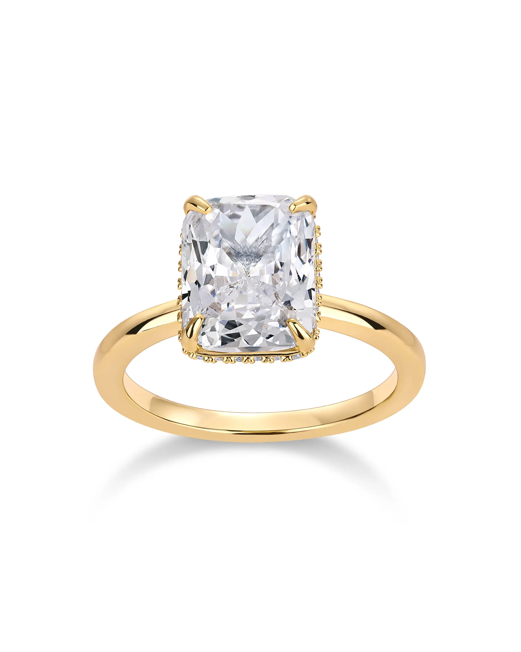 PAVOI 14K Gold Plated 3.5CT Square Radiant Cubic Zirconia Engagement and Promise Ring for Women - Hidden Halo Ring PAVOI 14K Gold Plated 3.5CT Square Radiant Cubic Zirconia Engagement and Promise Ring for Women - Hidden Halo Ring