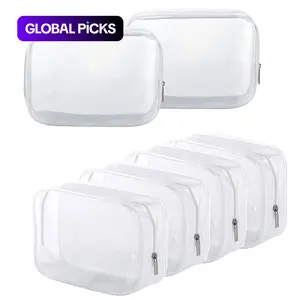 6/12pcs Clear Transparent PVC Zipper Waterproof Cosmetic Bag, Toiletry Carrying Wash Bag, Toothbrush Case, Portable Travel Makeup Organizer Storage Pouch #GLOBAL PICKS
