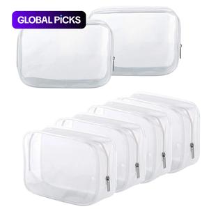 Clear Cosmetic Bag, 6/12pcs PVC Zipper Transparent Toiletries Carrying Bag, Waterproof Cosmetic Bag, Plastic Organizer for Vacation Bathroom