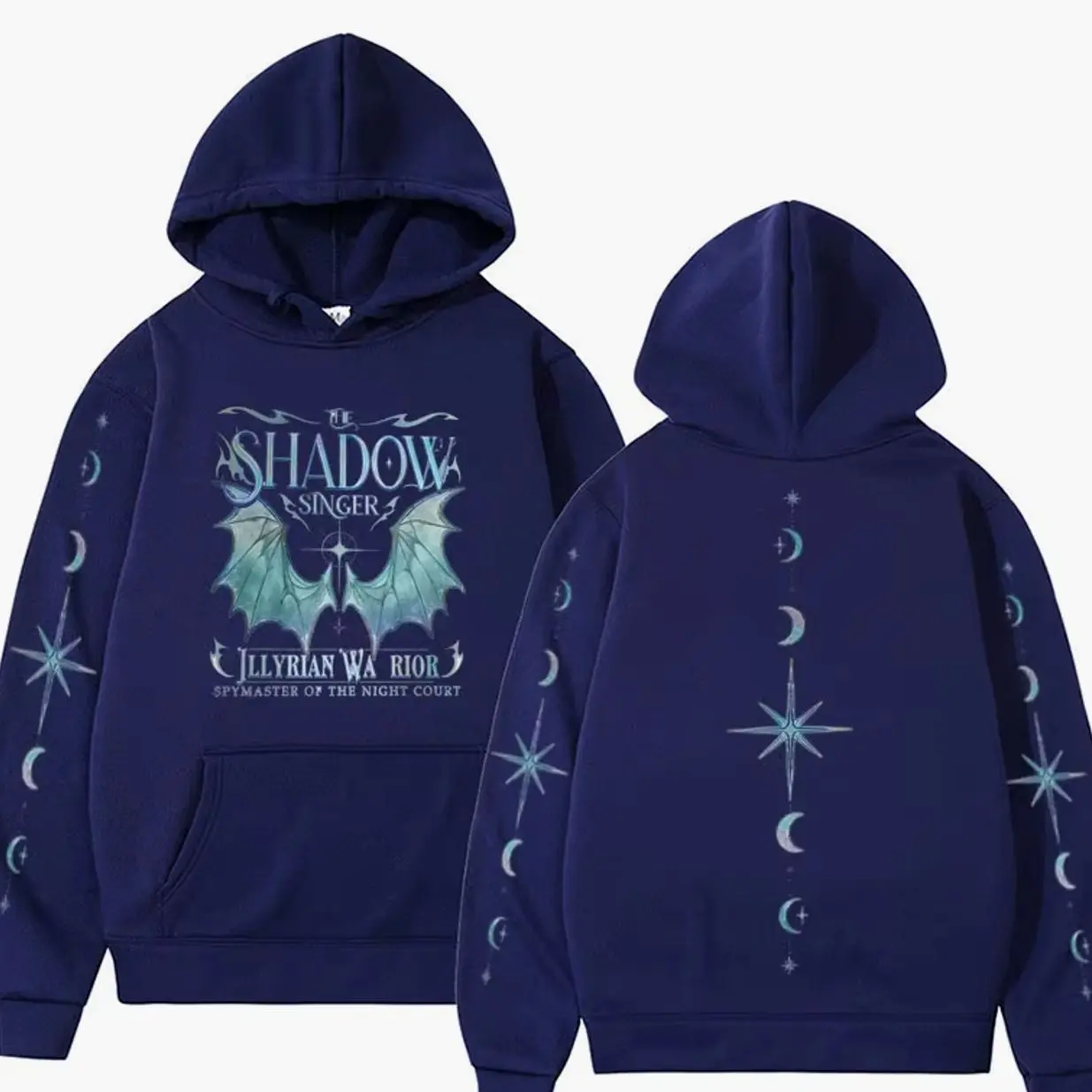 Licensed Azriel "Shadowsinger" Double-Sided Hoodie | ACOTAR Night Court Bookish Sweater | Y2K Harajuku Streetwear Unisex Pullover