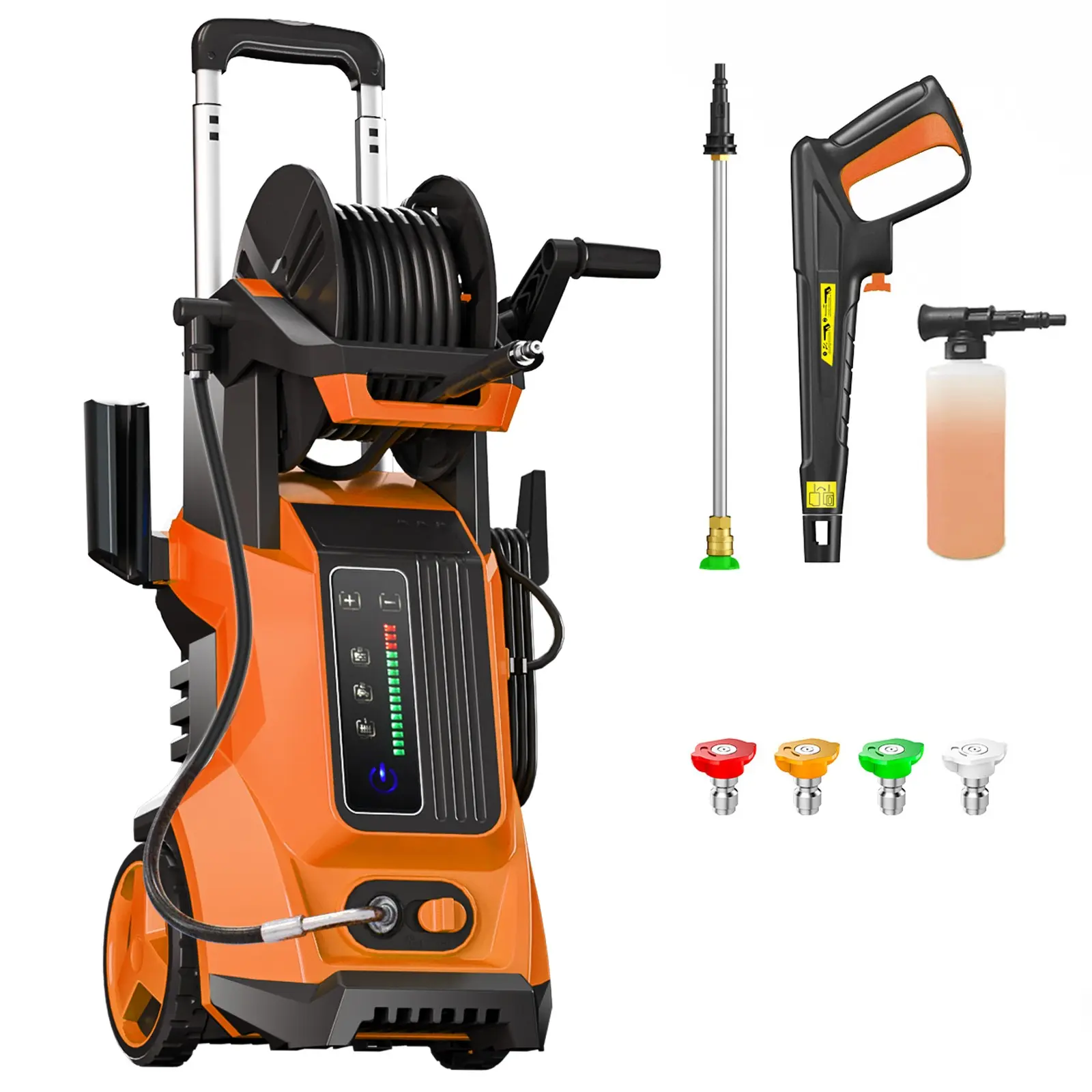 Electric Pressure Washer 4500PSI MAX 4.0GPM, 15 Level Adjustable Touch Screen, Everyday Cleaning Solution, with 4 Spray Nozzle, 500ML Foam Cannon, Stainless Steel Lance, Automatic Total Stop System for Car Wash, Home, Patio, Outdoor Cleaning