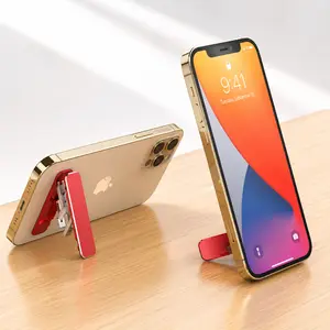 Ultra Thin Foldable Phone Stand, Hidden Adjustable Cell Phone Kickstand with Strong Adhesive, Portable Desk Holder for iPhone & Android