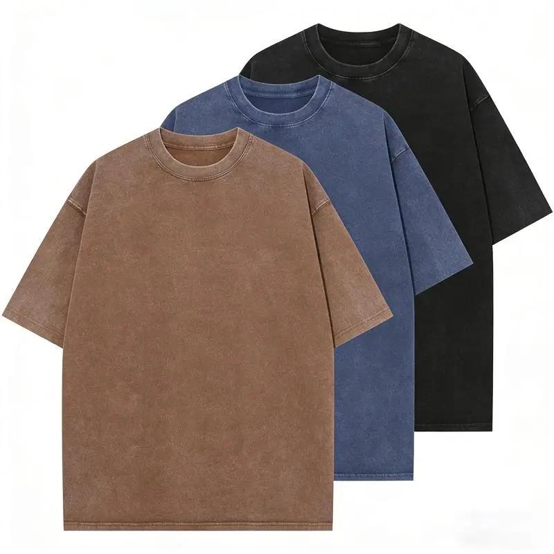 3 Pack Vintage Acid Wash Oversized Tees Unisex Heavyweight Cotton Baggy Casual Shirts
