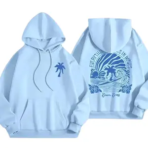 Everything Comes in Waves Hoodie, Cozy Light Blue Graphic Pullover, Casual Outfit, Unisex Streetwear Comfortable Top Gift for Her Him