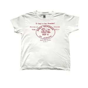 Retro Pony Express Baby Tee, Handmade Screen Print Graphic Tee, 90s Y2K Vintage Style