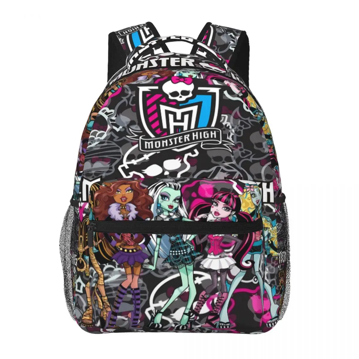 Kids Frankie Stein Draculaura Clawdeen Monster High Backpacks for School Large Capacity Full Print Monster High Laptop Daypack for Campus Daily Commute Durable Lightweight Monster High School Bag for Teens Students College