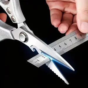 Professional Stainless Steel Kitchen Scissors Multifunctional Shears Single-Handle for Poultry Chicken Bones Meat Fish & Shredded Herbs with Bottle Opener Included Multi-Purpose Steel Meat Scissors