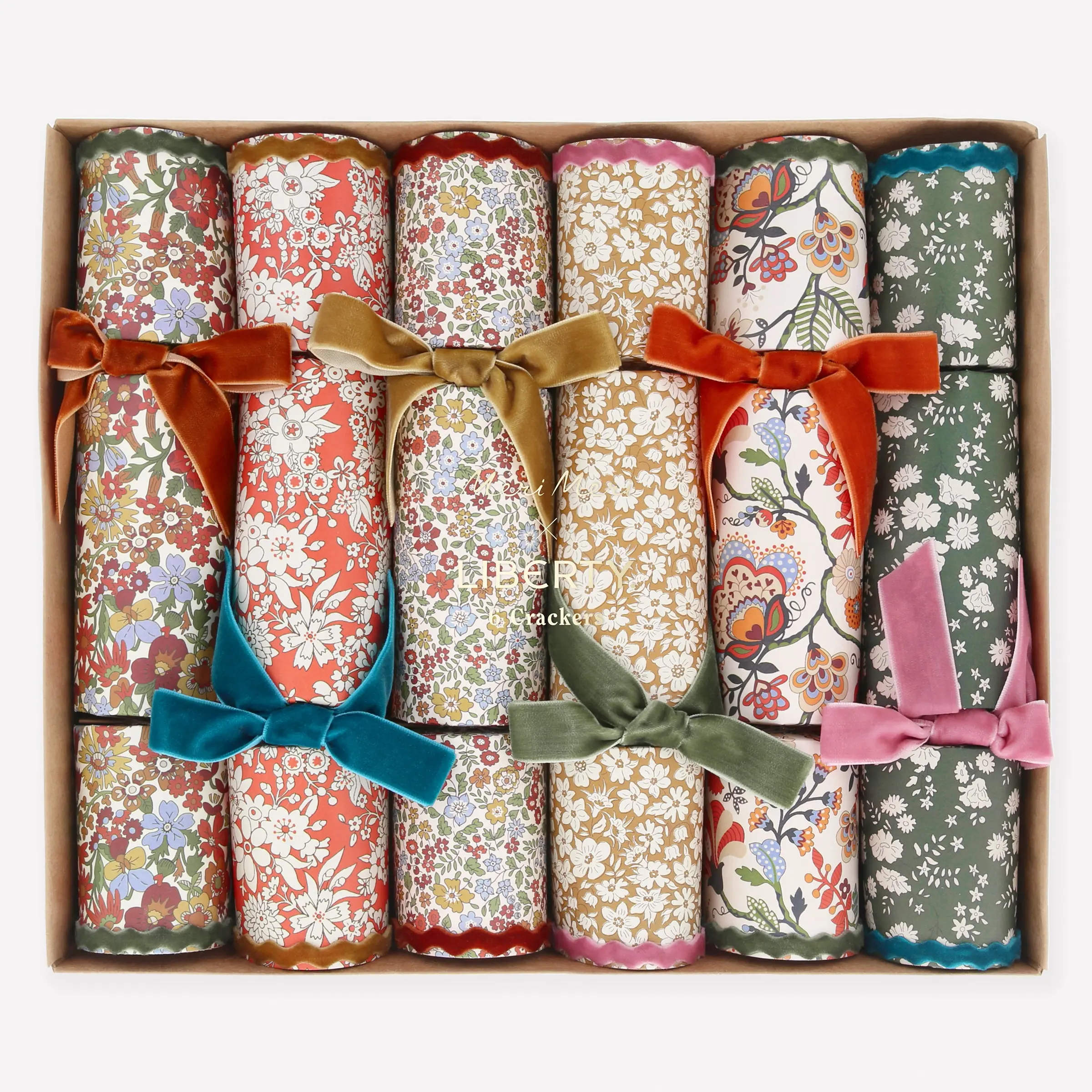 Meri Meri x Liberty Fall Crackers With Velvet Bows (x 6)
