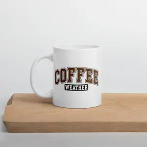 Coffee Weather White glossy mug