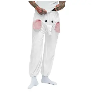 Men'S Funny Elephant Flannel Long Pants Casual Relaxed Fit Warm Sleeping Pants Breathable Tie-Foot Trousers Boys Home Clothes Pajama Pajama Set