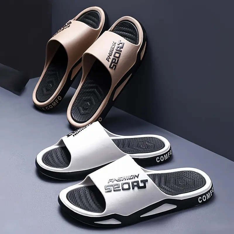Unisex Stylish Casual Slide Footwear - Breathable PVC Striped, Non-Slip Lightweight Wide-Fit Walking Slippers with Durable Sole for Beach, Men's & Women's Shoe