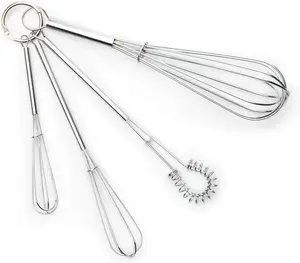 Fox Run Mini Whisks, Chrome Plated, Set of 4, Metallic, 8 x 2 x 1.75 inches