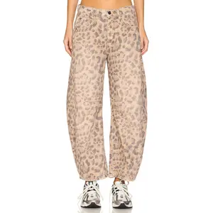 Free People x We The Free Good Luck Printed Mid Rise Barrel In Brown