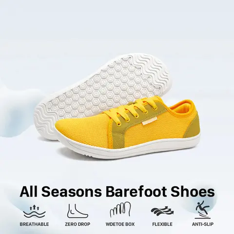 HOBIBEAR Men's & Women's Barefoot Hiking Trek Shoes - Breathable Minimalist Knit Running Training Shoes, Wide Toe Box, 0-Drop Rubber Sole, Laces for Trail Running, Outdoor Jogging, Jogging Shoes