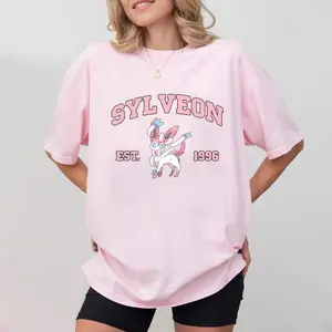 Sylveon Tee, Pkm Characters Tee, Anime Shirt, y2k clothing Streetwear Womenswear Comfort Top Cotton