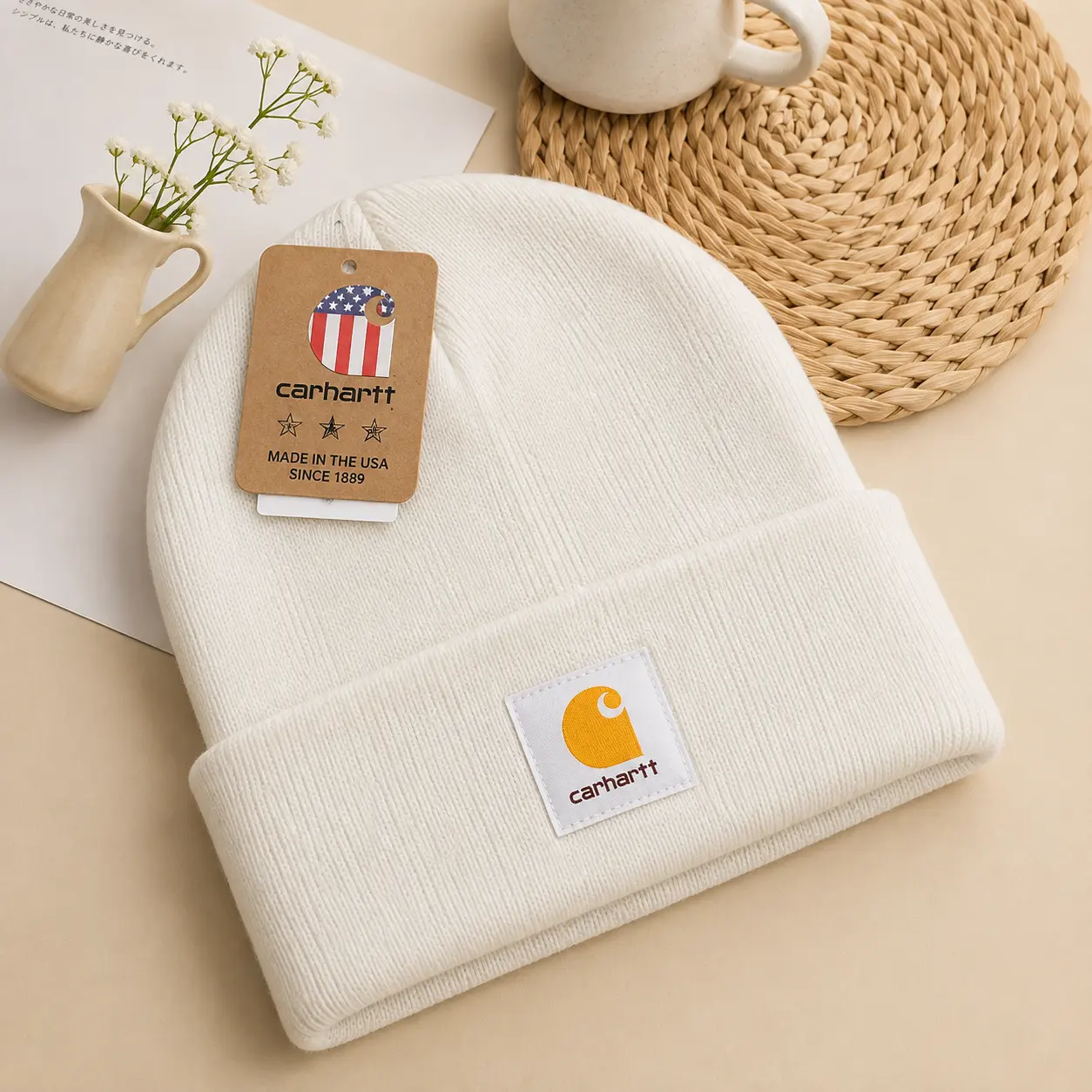 Carhartt Rib Knit Beanie | Premium Winter Watch Hat, Stretch Acrylic Cuffed Cap, Unisex Fashion, Outdoor Casual Cold Weather Essential