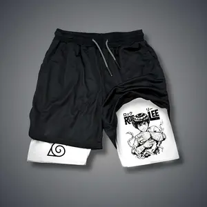 Anime Double-Layer Sports Shorts Graphic Shorts Black Shorts Camo Shorts Streetwear Shorts Men Outfits Men Short Shorts Vacation Outfits Shorts