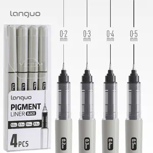 4pcs Ink Fineliner Pens, 0.2/0.3/0.4/0.5mm Tips, Ideal for Key Marking, Drawing, Mind Mapping, Bullet Journal, Clothing DIY, Design Draft Annotation