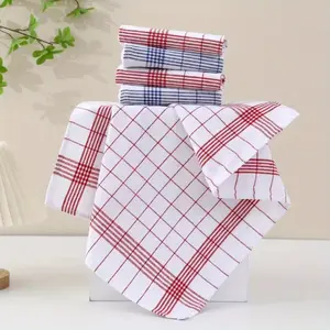 5/10pcs Kitchen Tea Towels Plaid Rags Grid Towel Cotton Stripes Checkered Kitchen Towels Dining Room Kitchen Supplies
