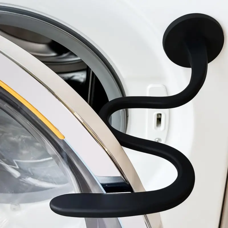 Front Load Washer Door Prop and Holder – Magnetic Door Stopper with Strong Magnet and Flexible Hose – Keep Washer Door Open for Ventilation – Easy to Use, Fits Most Front Load Washers - Black