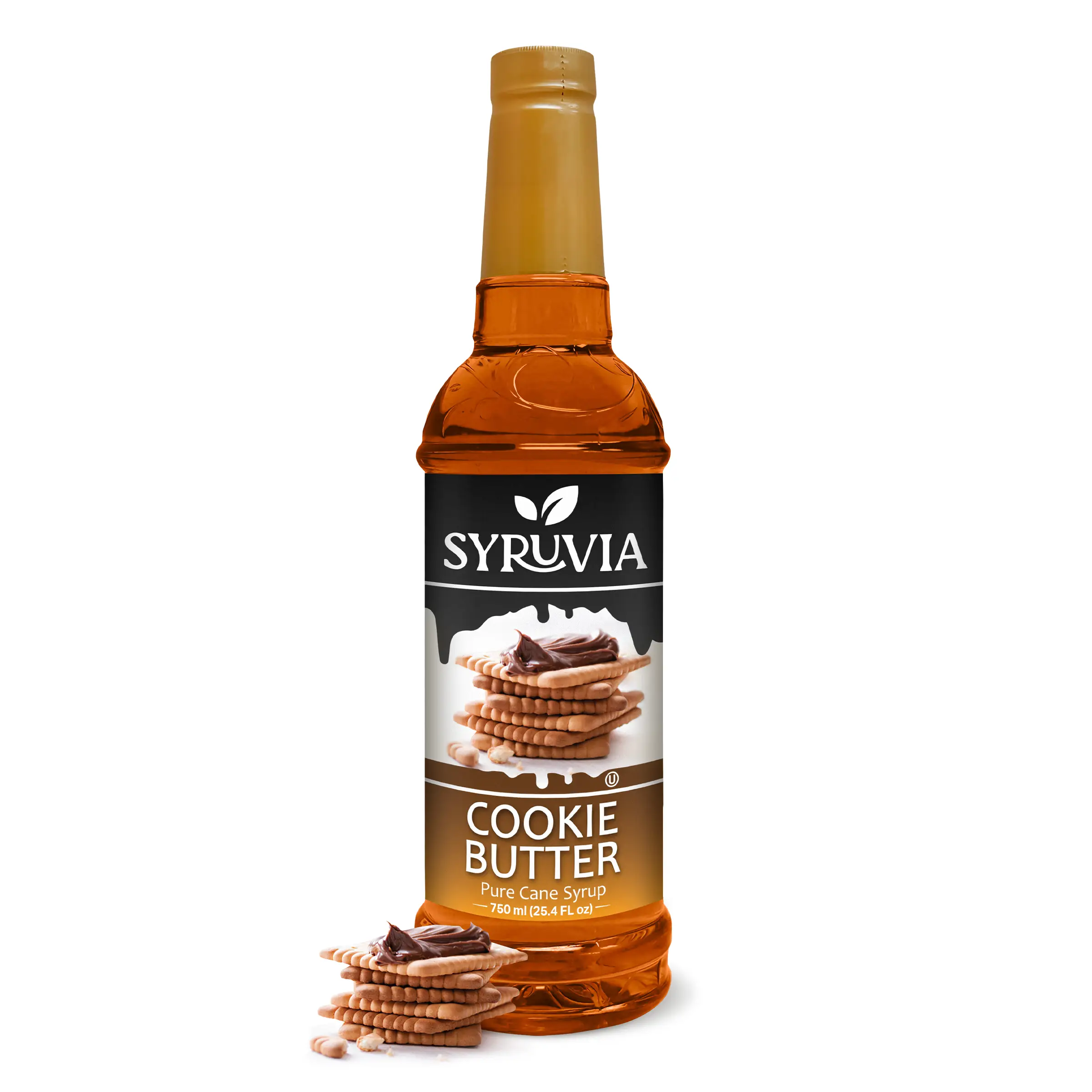 Syruvia Cookie Butter Coffee Syrup - 25.4 fl oz. Premium Coffee Flavoring Syrup. Kosher, and Gluten-Free. Ideal for Drinks, Sodas, Shakes and Desserts