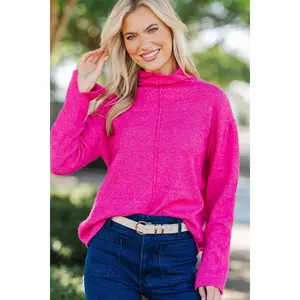 Hear It All Fuchsia Mock Neck Sweater