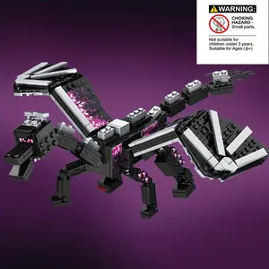 Dark Ender Dragon Building Set, Flapping Wings & Opening Mouth, Multiple Joints Moveable, Stable Structure, Abs Plastic, Cute Figurine Gift