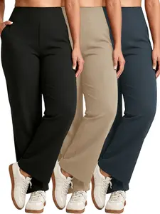Women's Straight Leg Athletic Pants High Waisted With Pockets, Black Grey Khaki Comfy Lounge Sweatpants Loose Casual Yoga Trousers for Daily Wear Spring