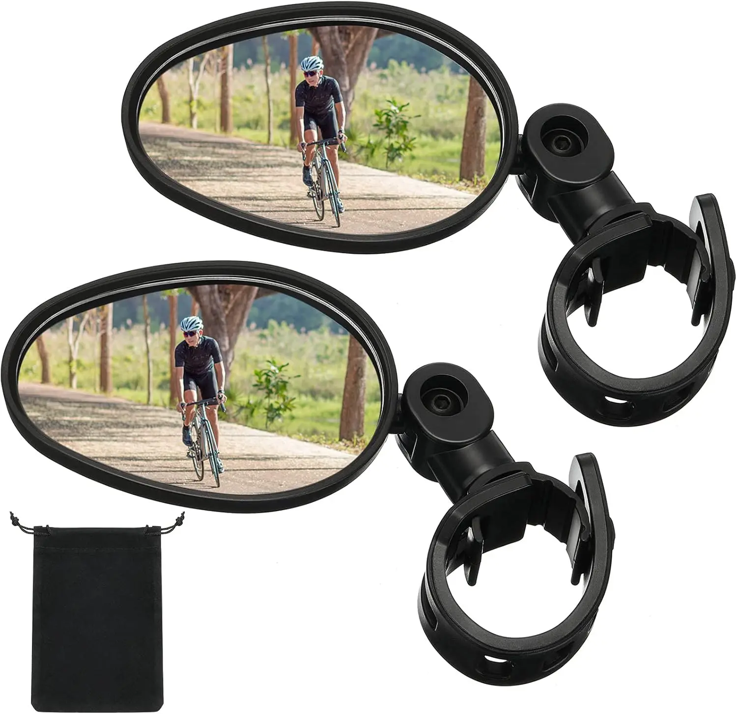 "ONE DAY ONLY" Bike Mirror 360 Degree Adjustable Safe Rotatable Handlebar Mirror Bicycle Mirror Cycling Rear View Mirror Shockproof Acrylic Convex Mirror Rearview Mirror for Mountain Road Bike(2 Pieces)